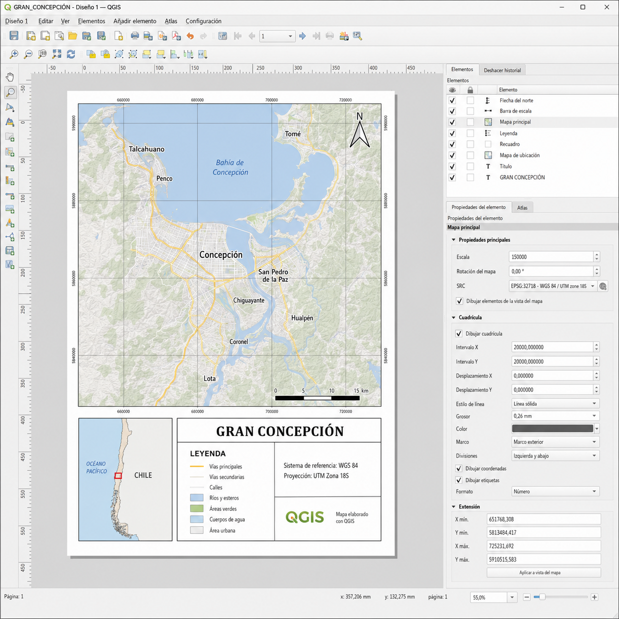 Proyecto final de mapa territorial creado en QGIS