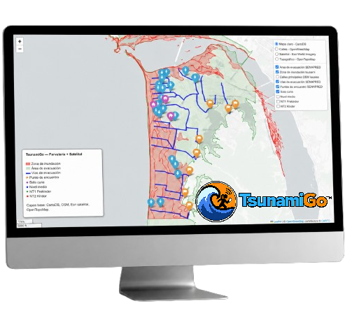 TsunamiGo web representado en un computador