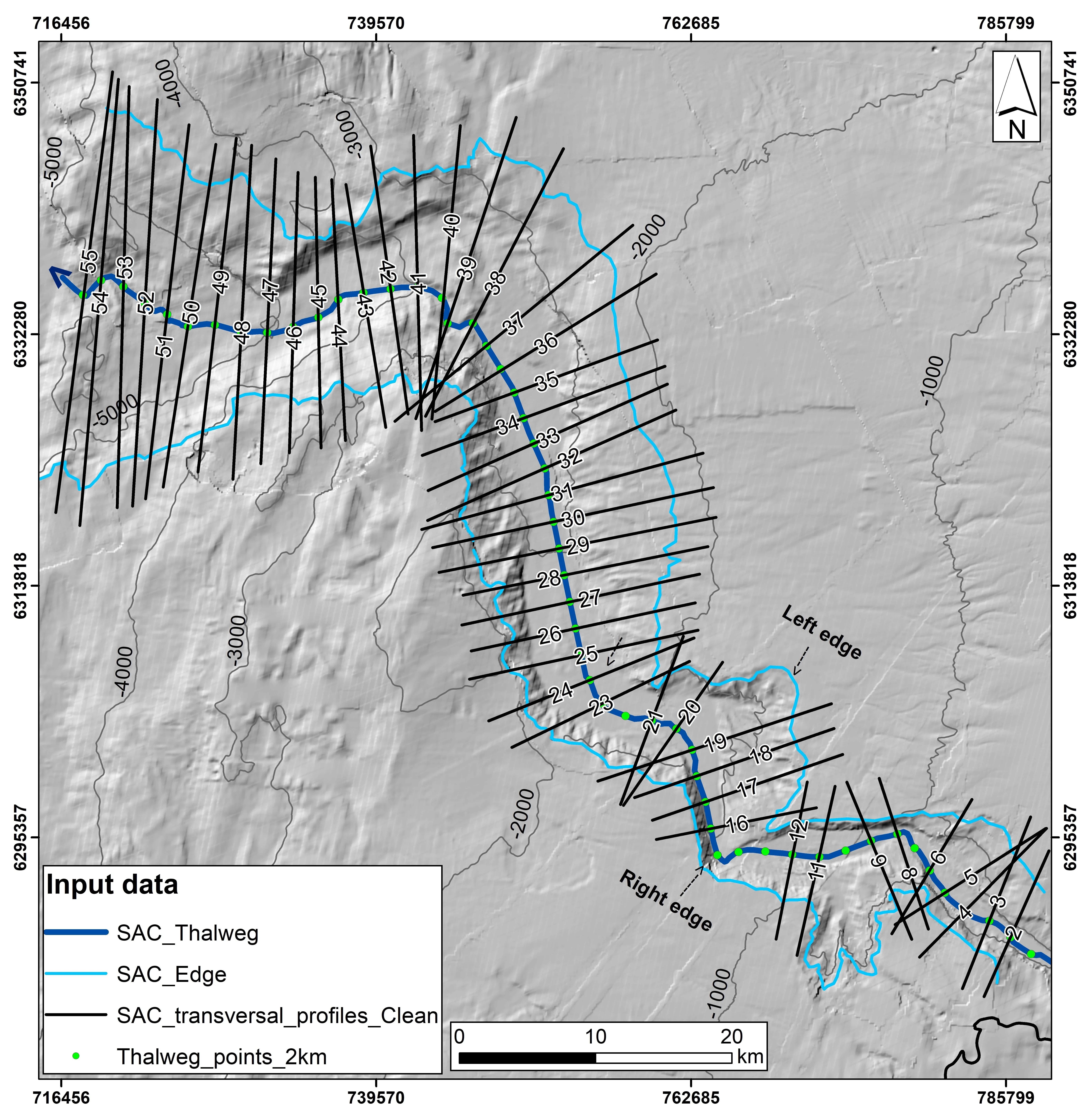 Datos geomorfológicos de entrada procesados mediante MorphoFlow